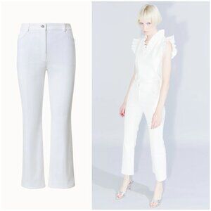 AKRIS Punto CALI Kick Jean Cropped Bootcut Cotton Denim Stretch Pants White US 4